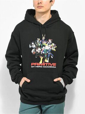 Primitive Skateboarding x My Hero Academia Men's M black pullover hoodie